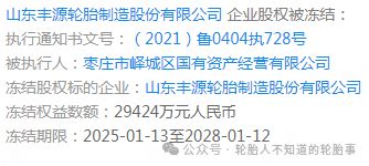 司股权冻结冻结期限至2028年k8凯发一触即发山东一轮胎公